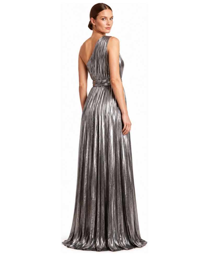 Plus Size One Shoulder Metallic Dress