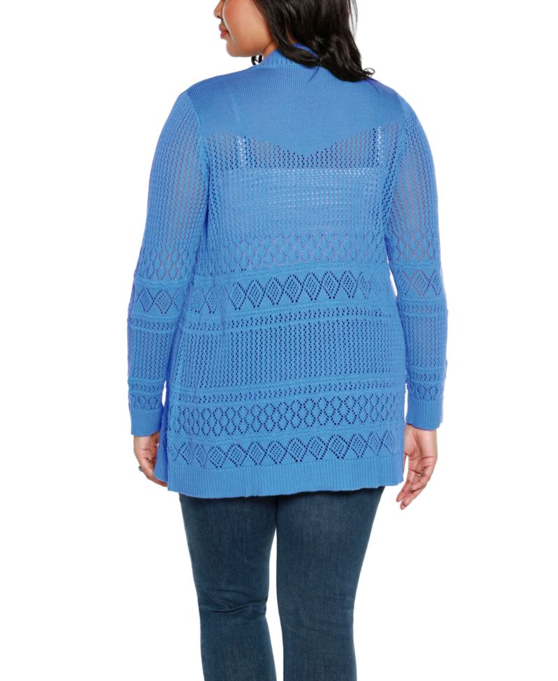 Plus Size Pointelle Open Cardigan Sweater