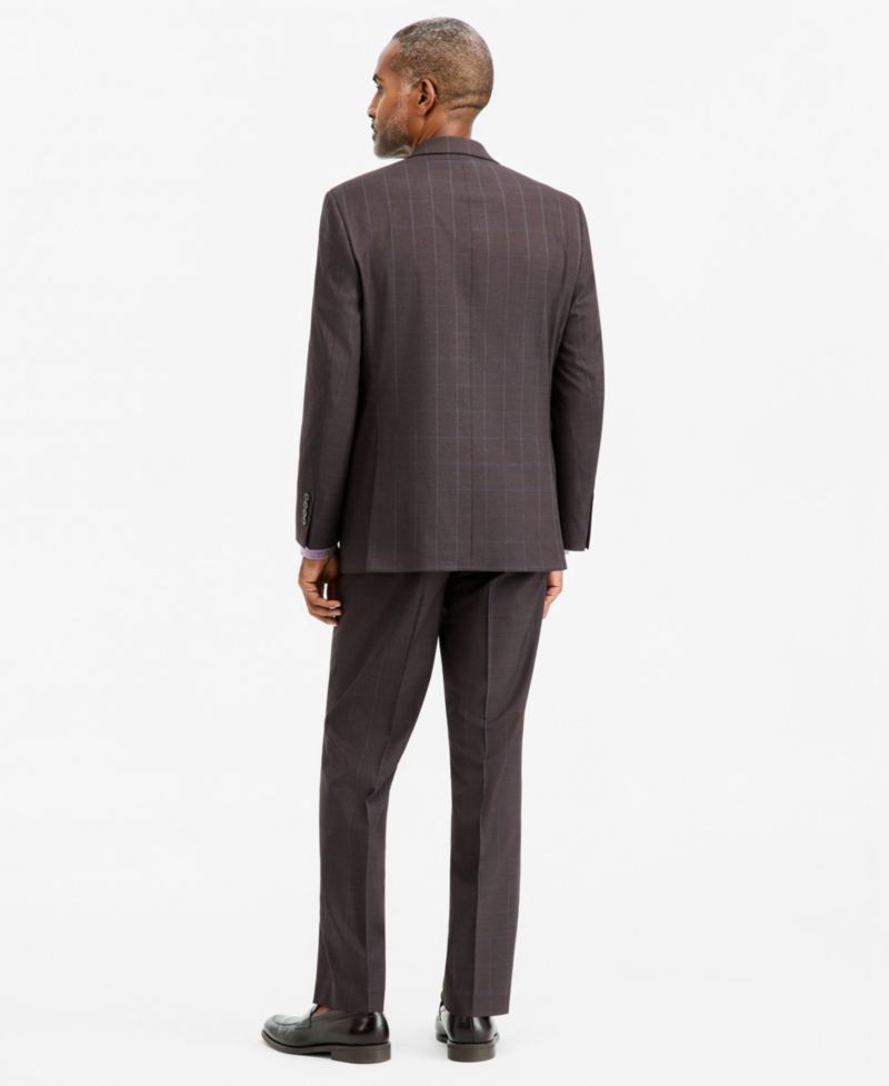 Men's Classic-Fit Brown & Blue Check Suit Separate Pants