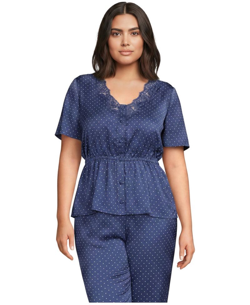 Plus Size Short-Sleeve Peplum V-Neck Blouse