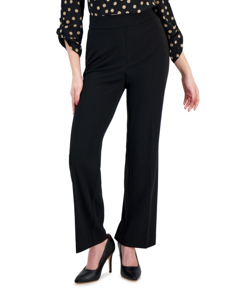 AK Anne Klein Plus Size Pull-On Mid-Rise Straight-Leg Pants