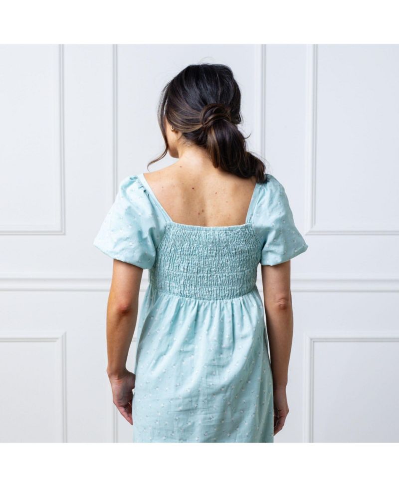 Women's Hope and Henry Ruched Linen Bubble Sleeve Dress