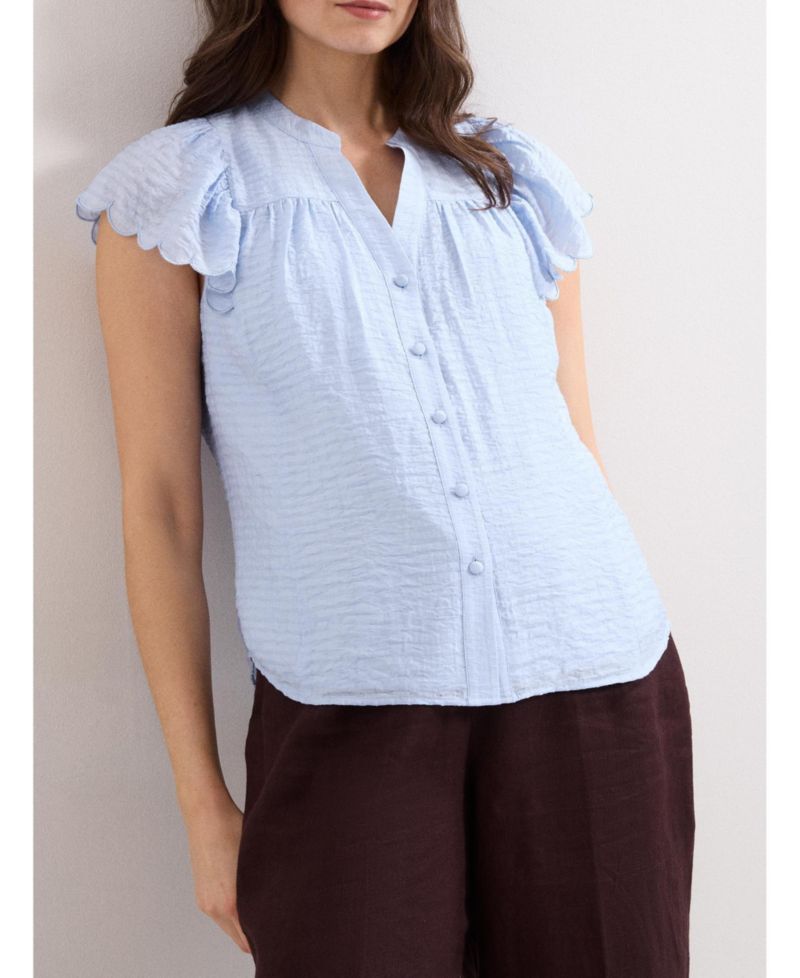 Women's Aleasha Scallop Sleeve V-Neck Blouse