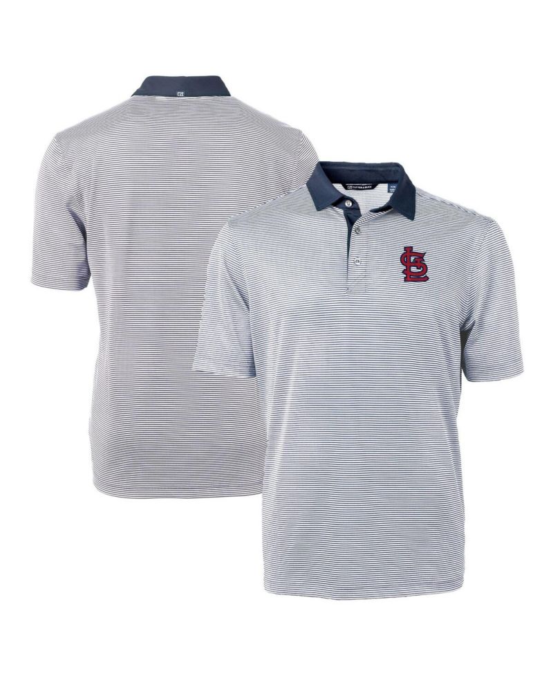 Men's Navy/White St. Louis Cardinals Virtue Eco Pique Micro Stripe Polo Shirt