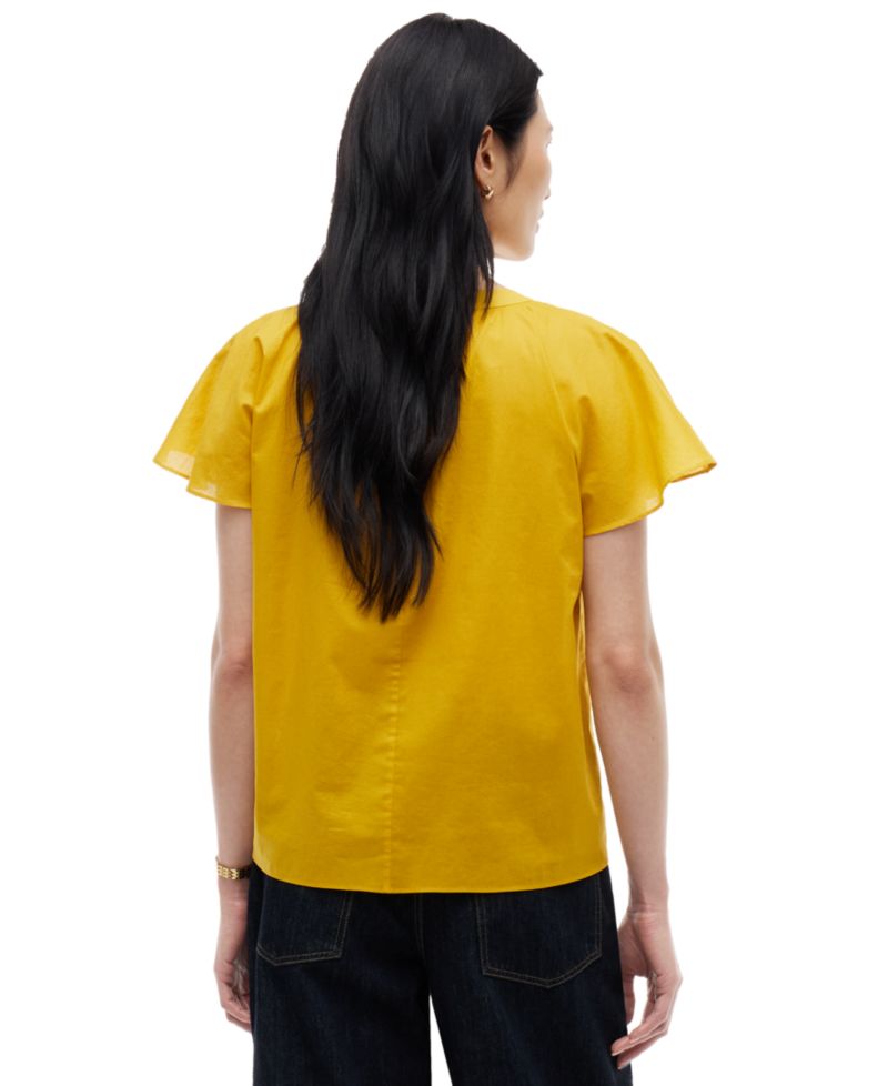 Women's Voile Popover Flutter Sleeve Blouse