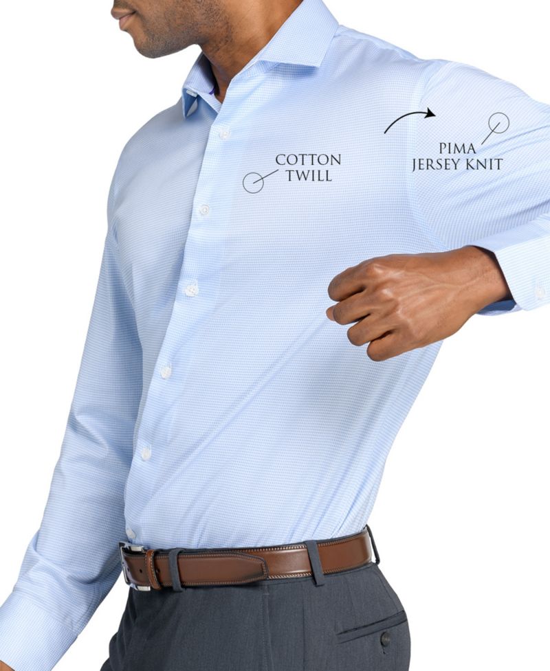 Men's Houndstooth Hybrid Slim Fit Easy Care Long Sleeve Shirt