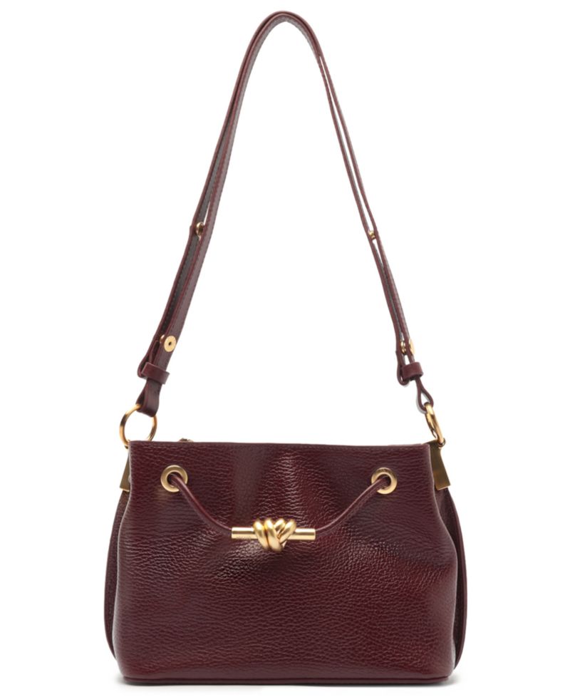 Daphne Small Gold-Tone Knot and Eyelets Crossbody Handbag
