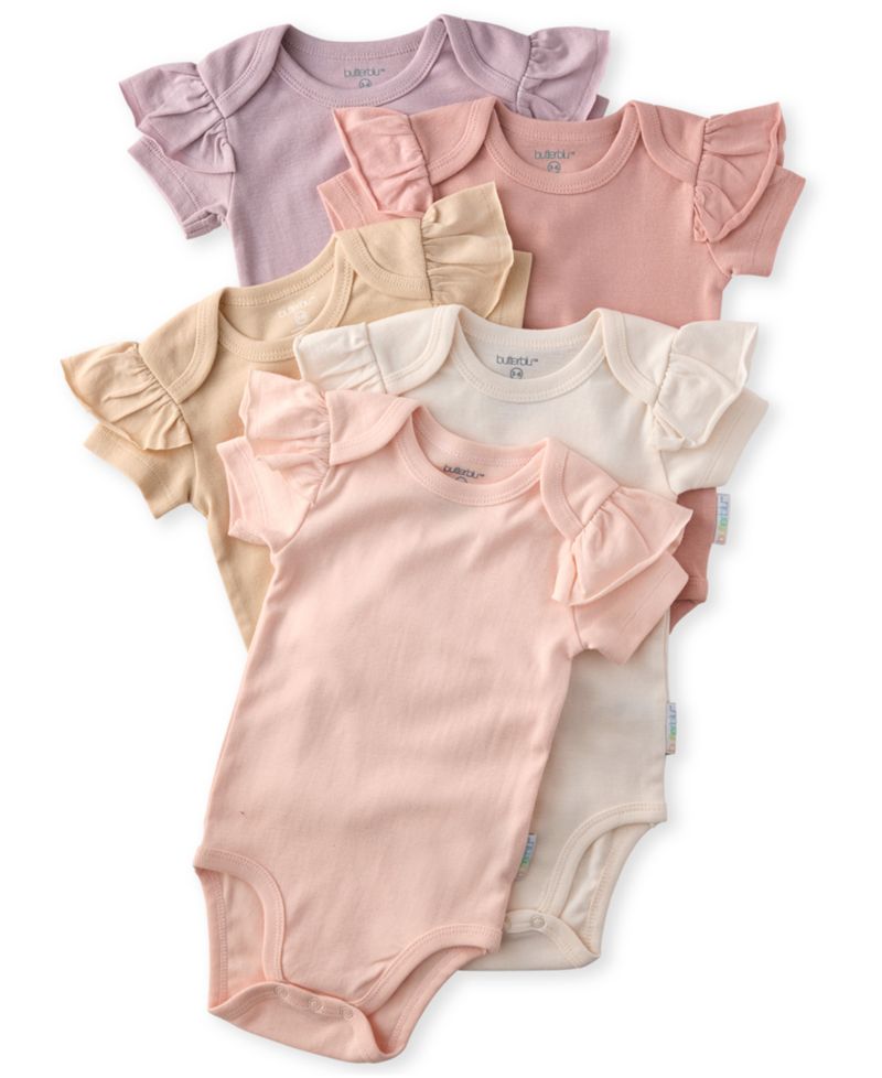 Baby Girls' Rory Ruffle Shoulder Bodysuits, 5-Pack