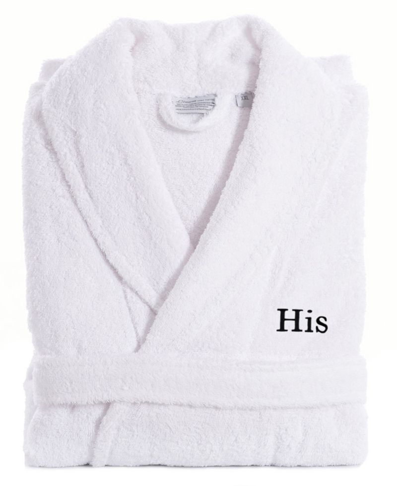 Bookman Font Turkish Cotton Embroidered His Terry Bathrobe