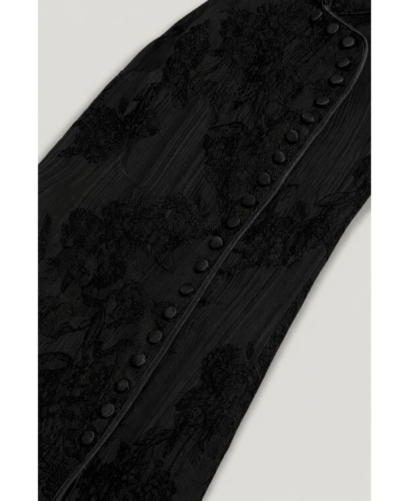 Women's High-Neck Button-Detail Midi Dress