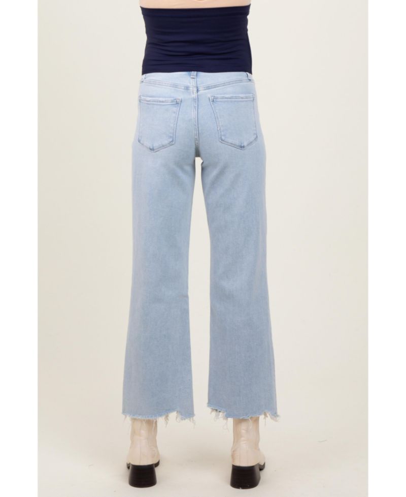 Women's Distressed Hem Slim Wide Leg Jeans