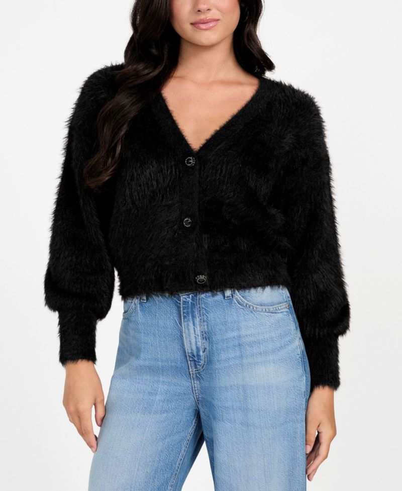Women's Keyla Rhinestone-Button Cardigan Sweater