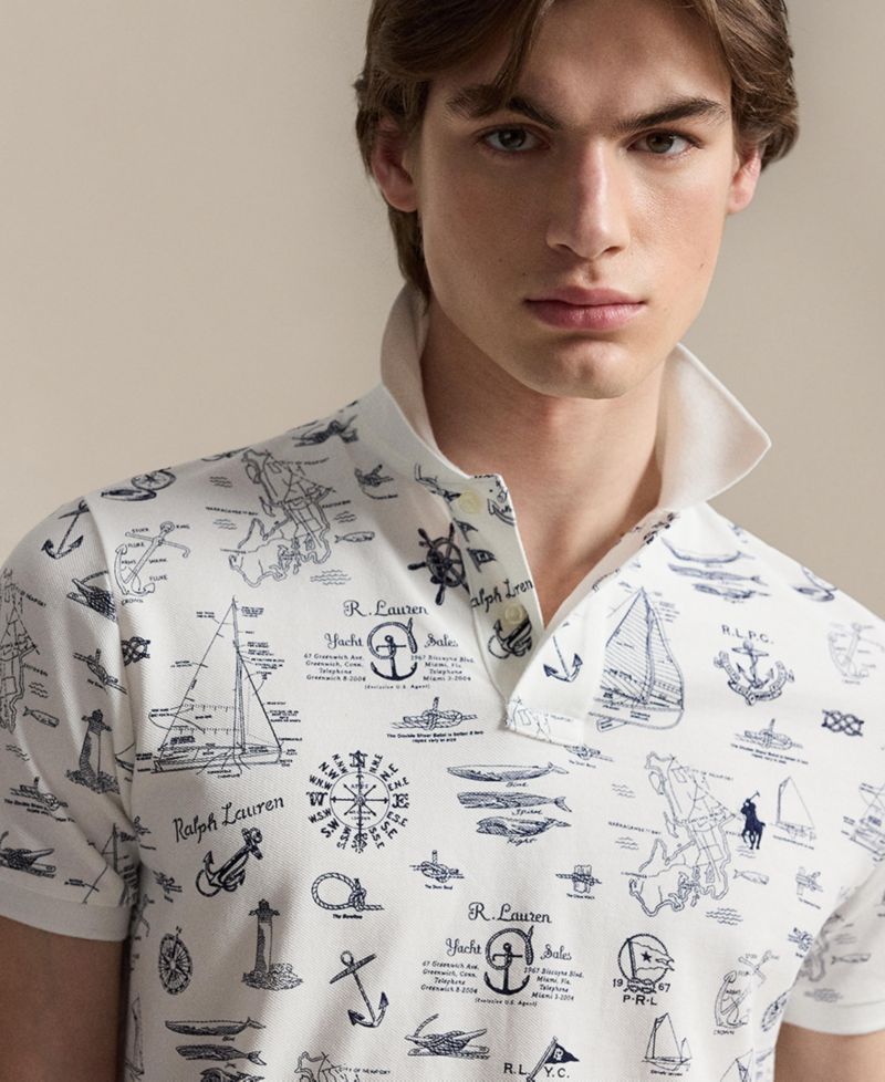 Men's Classic-Fit Nautical Mesh Polo Shirt