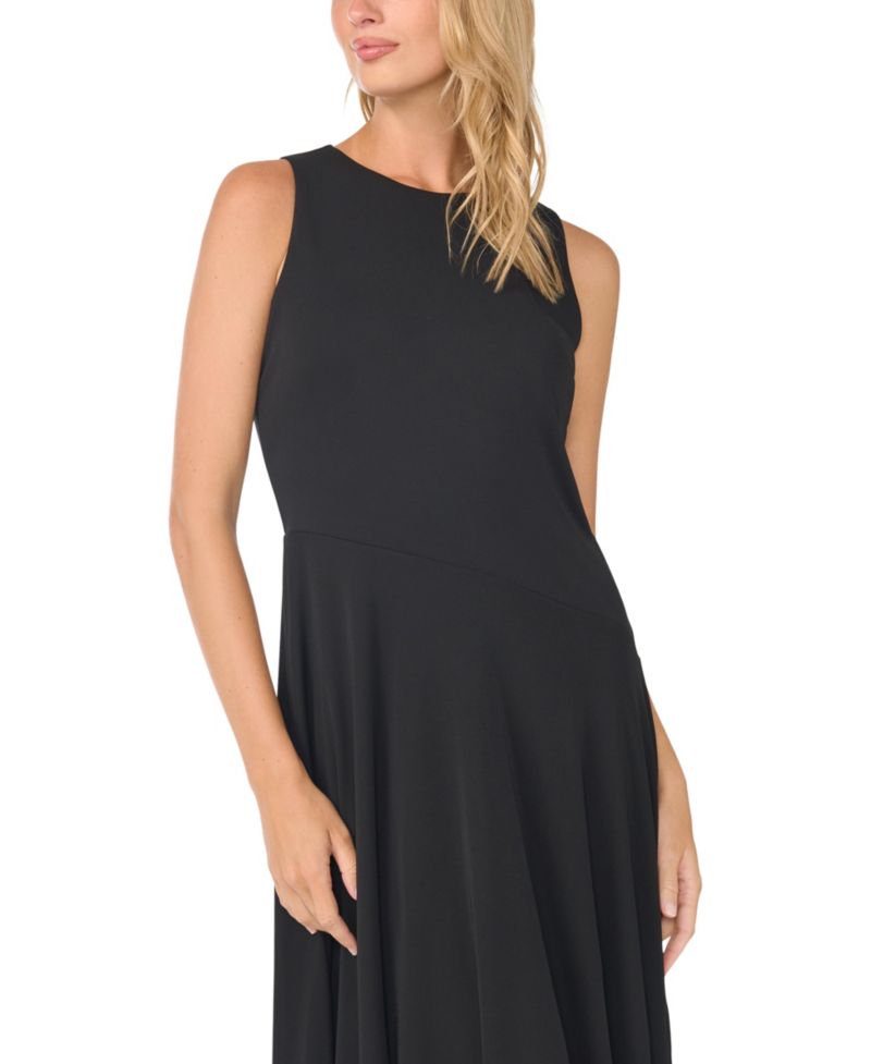 Women's Jewel Neck Panelled A-Line Maxi Dress