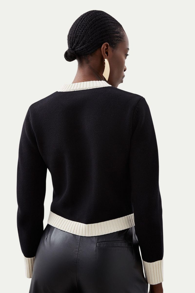 Women's Cotton Cropped Knit Boxy Cardigan