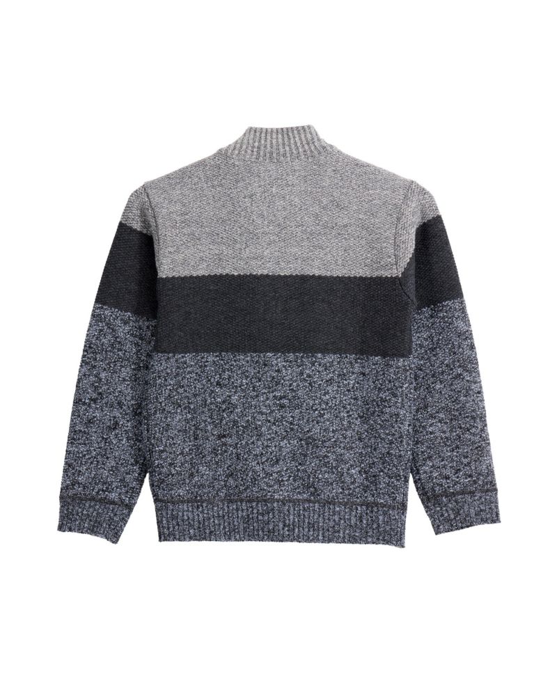 Boy's Full Zip Mock Neck Sweater With Fleece Lining