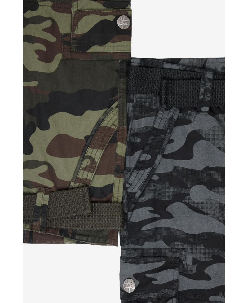 Boy's 2 Pack Combo Belted Twill Cargo Shorts