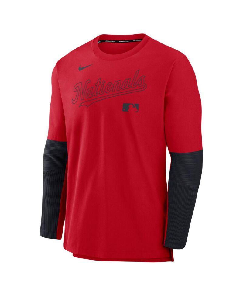 Men's Red/Navy Washington Nationals Authentic Collection Player Lightweight Performance Long Sleeve T-Shirt