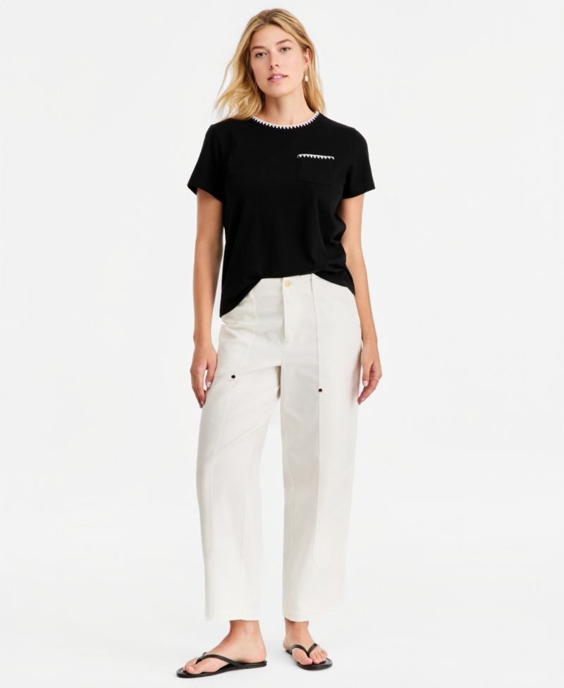 Women's Blanket-Stitch Pocket T-Shirt