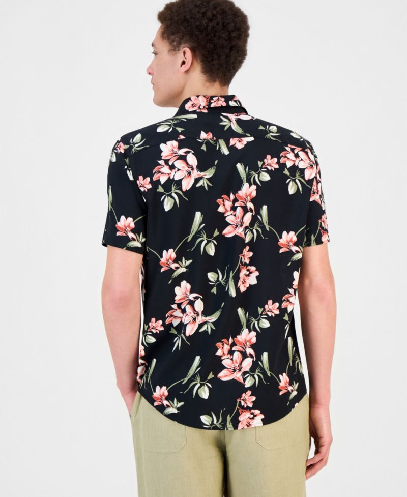Men's Floral Print Short-Sleeve Shirt