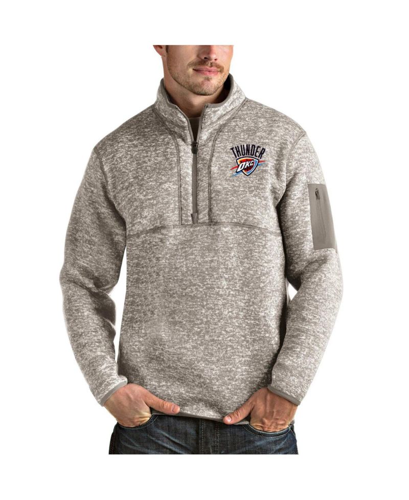 Men's Natural Oklahoma City Thunder Fortune Quarter-Zip Pullover Jacket