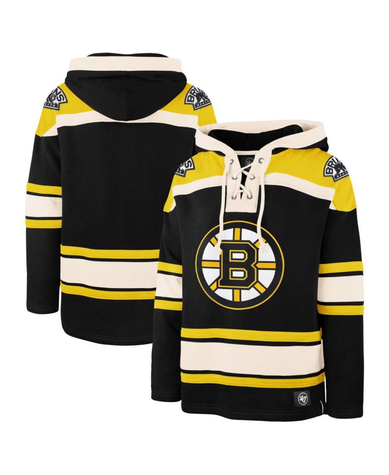 Men's Black Boston Bruins Big and Tall Superior Lacer Pullover Hoodie
