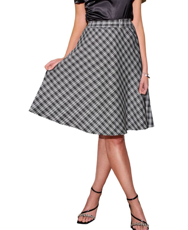 Women's Plaid A-Line Midi Skirt