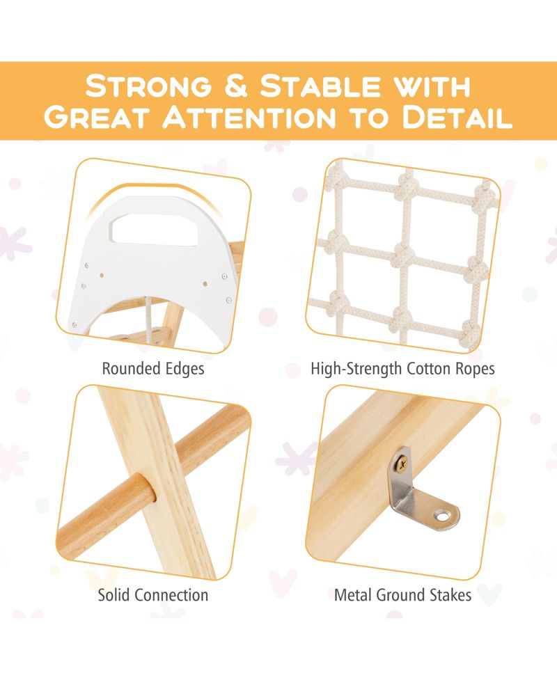 Ages 1+ 8-in-1 Wooden Jungle Gym Playset