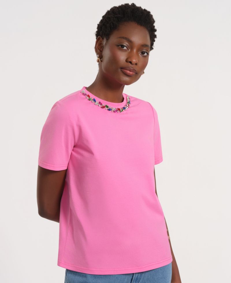 Women's Short-Sleeve Embellished T-Shirt