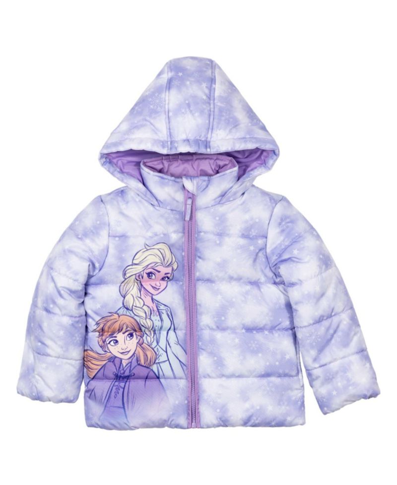 Frozen Princess Anna Elsa Zip Up Winter Coat Puffer Jacket
