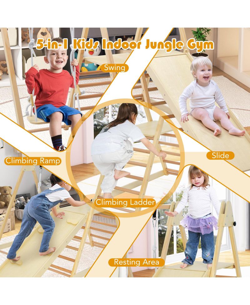 5-in-1 Foldable Adjustable-Swing Jungle Gym