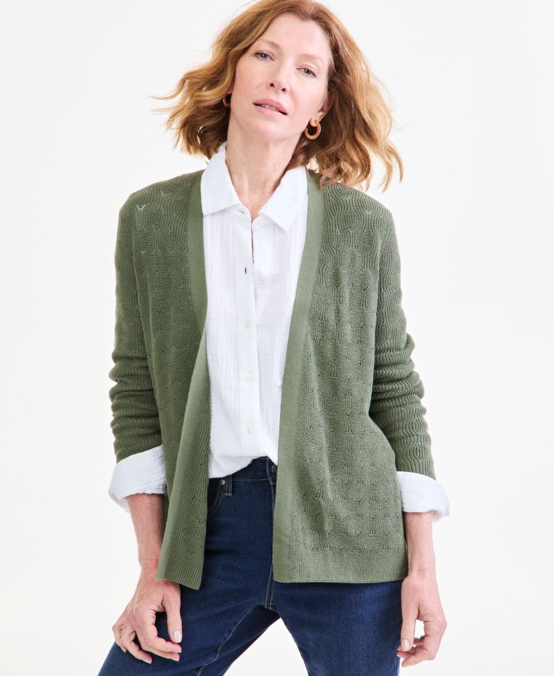 Plus Open Stitch Cardigan, Macy's Exclusive