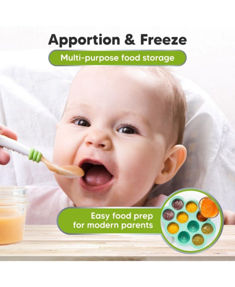 Prep Silicone Baby Food Freezer Tray with Clip-on Lid, 2oz x 10 Silicone Freezer Molds, BPA-Free Baby Food Storage