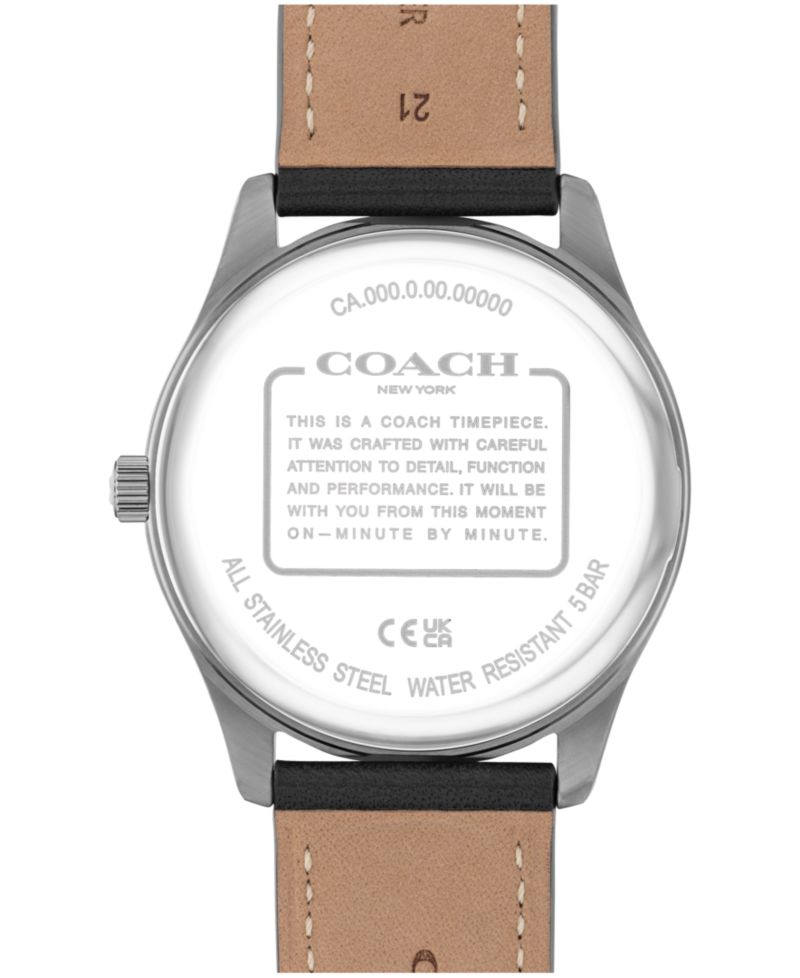 Men's Oliver Black Leather Calfskin Strap Watch, 41mm