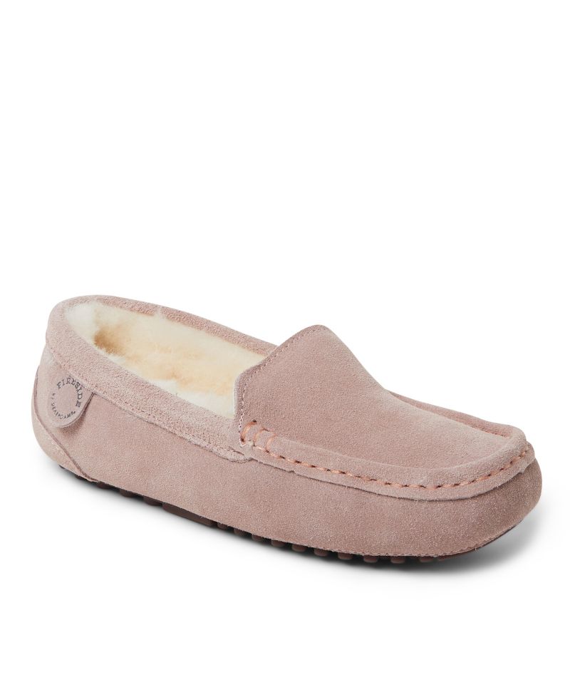 Dearfoams Women's Fireside Mel Genuine Shearling Moccasin Slipper