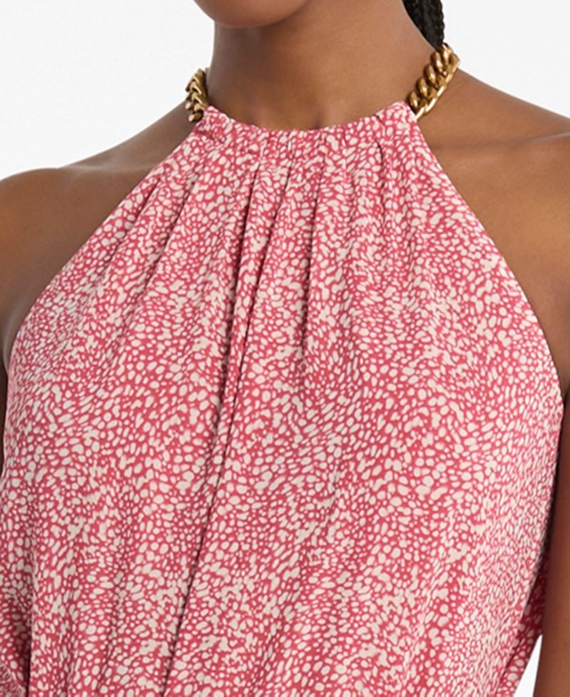 Women's Chain Belt Halter Neck Midi Dress