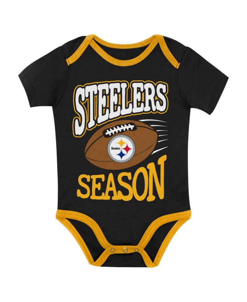 Baby Boys and Girls Pittsburgh Steelers First Round Pick Three-Piece Bodysuit Set