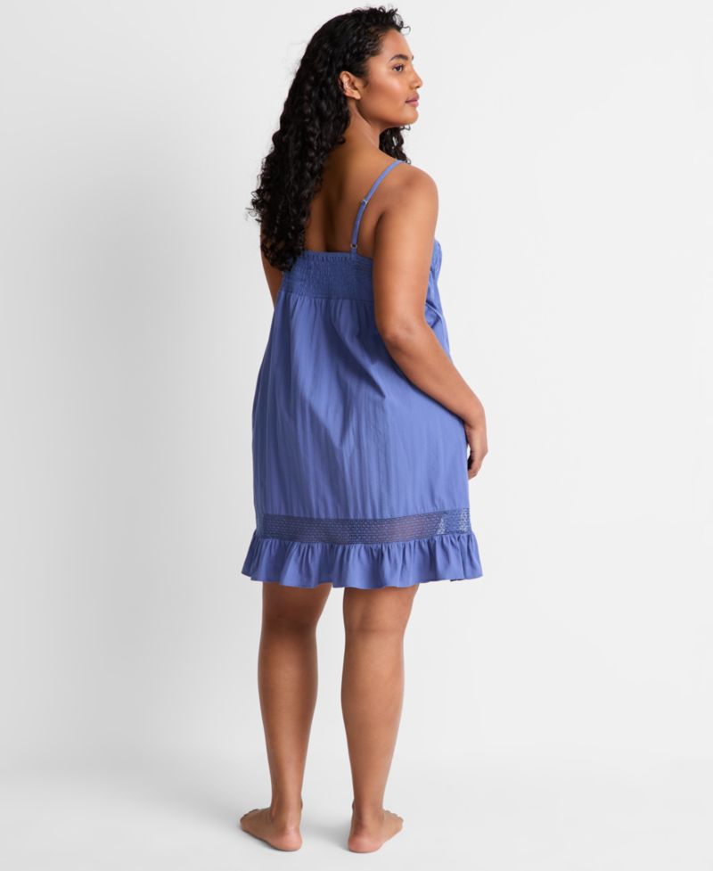 Women's Lace-Trim V-Neck Cotton Chemise Nightgown