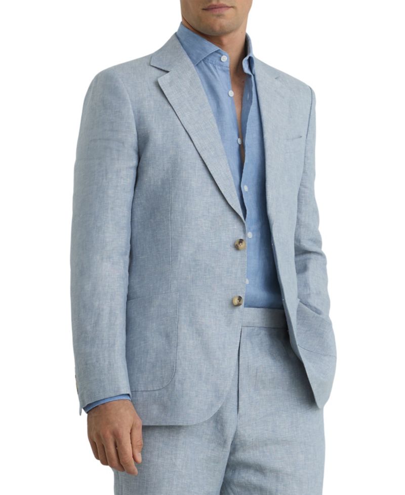 Men's Atlantic Tailored-Fit Linen-Twill Single-Breasted Blazer