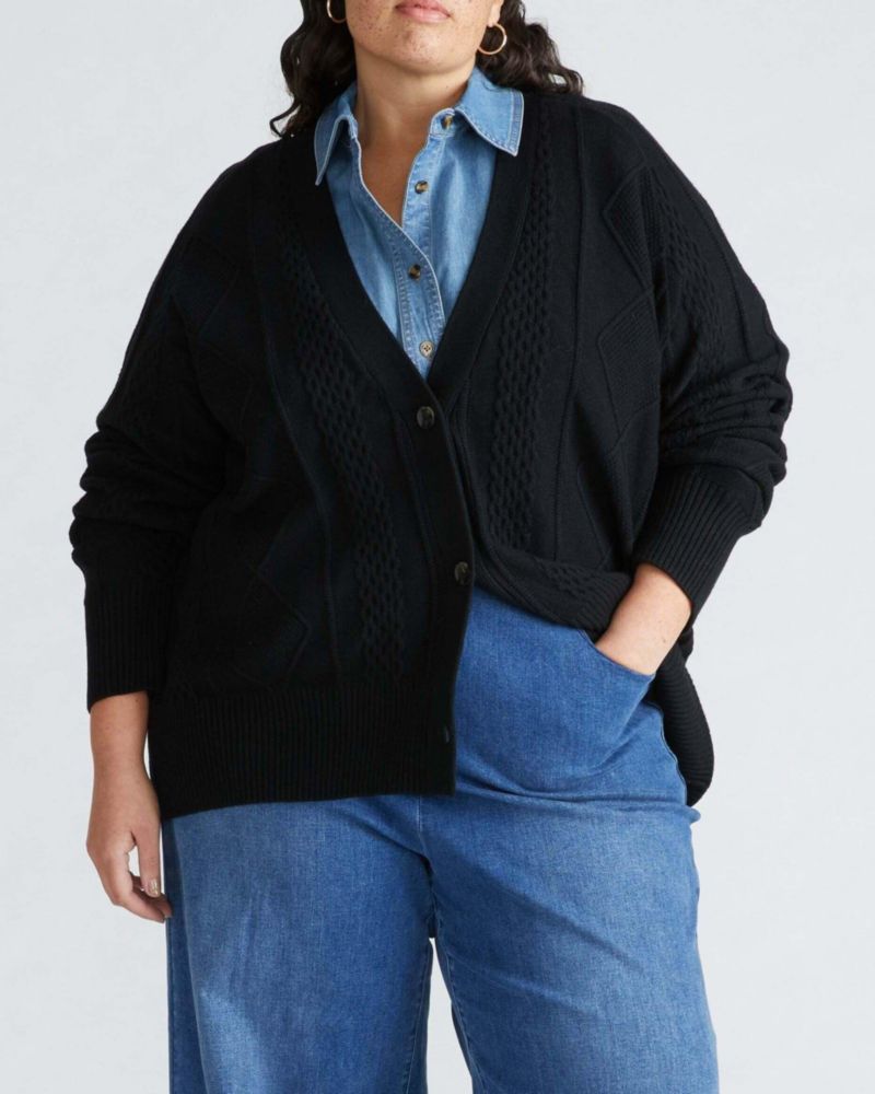 Plus Size Cable Knit Cardigan