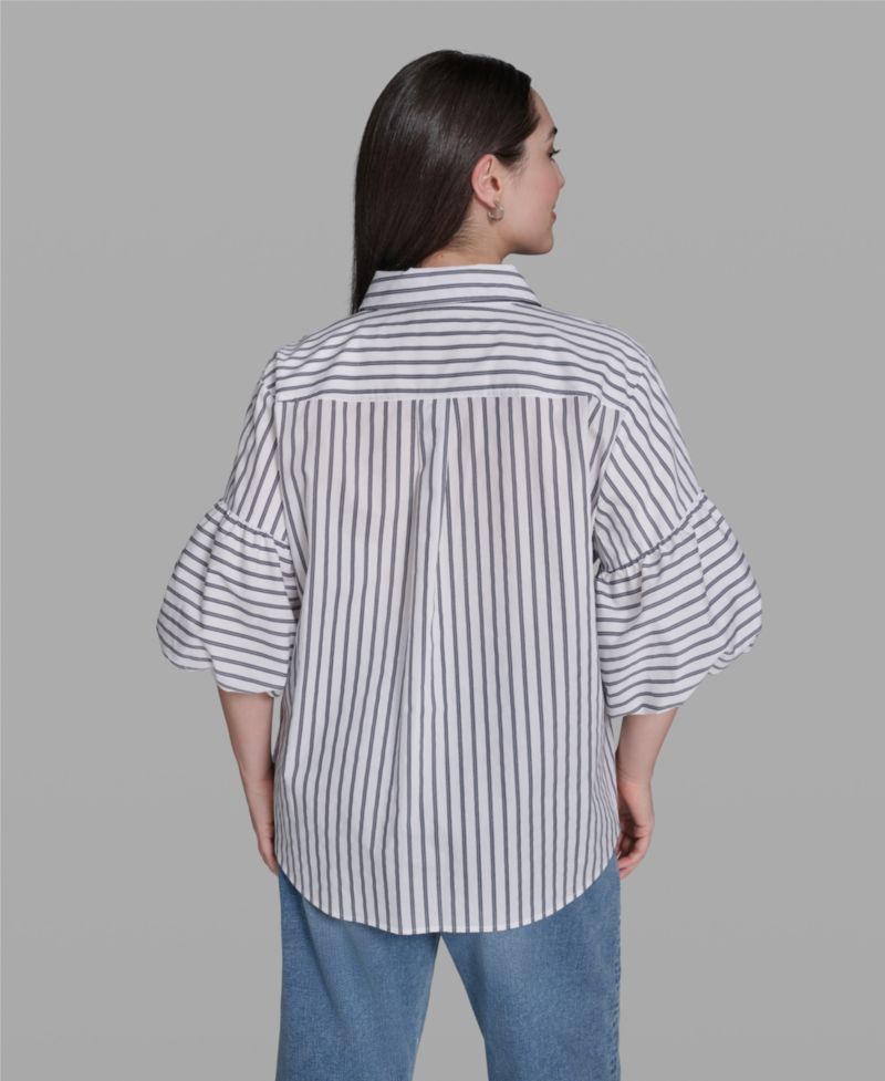 Plus Size Cotton Collared Shirt
