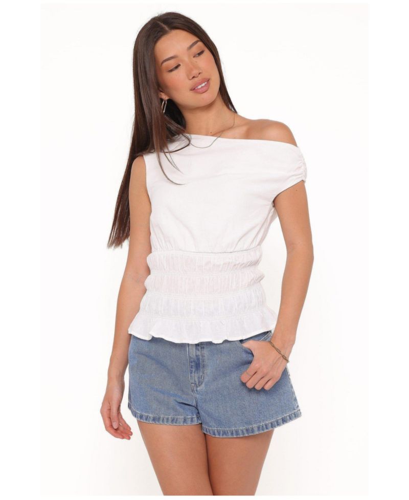 Women's Lia Off-Shoulder Sleeveless Cotton-Blend Top