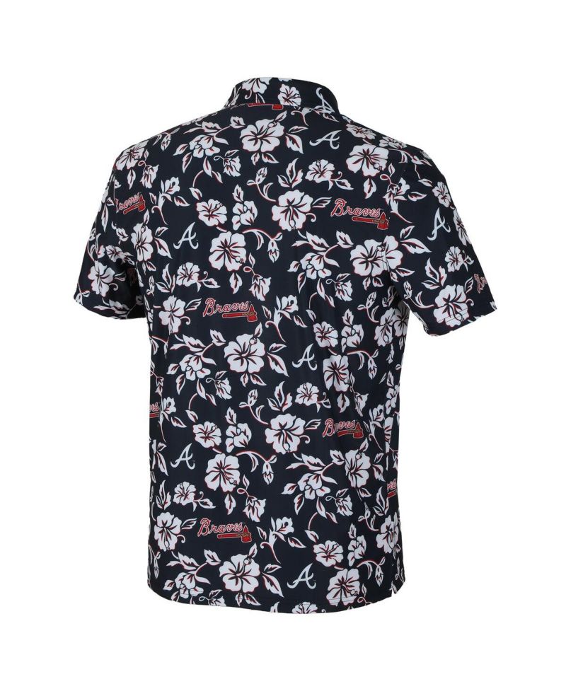 Men's Navy Atlanta Braves Pua Performance Polo Shirt
