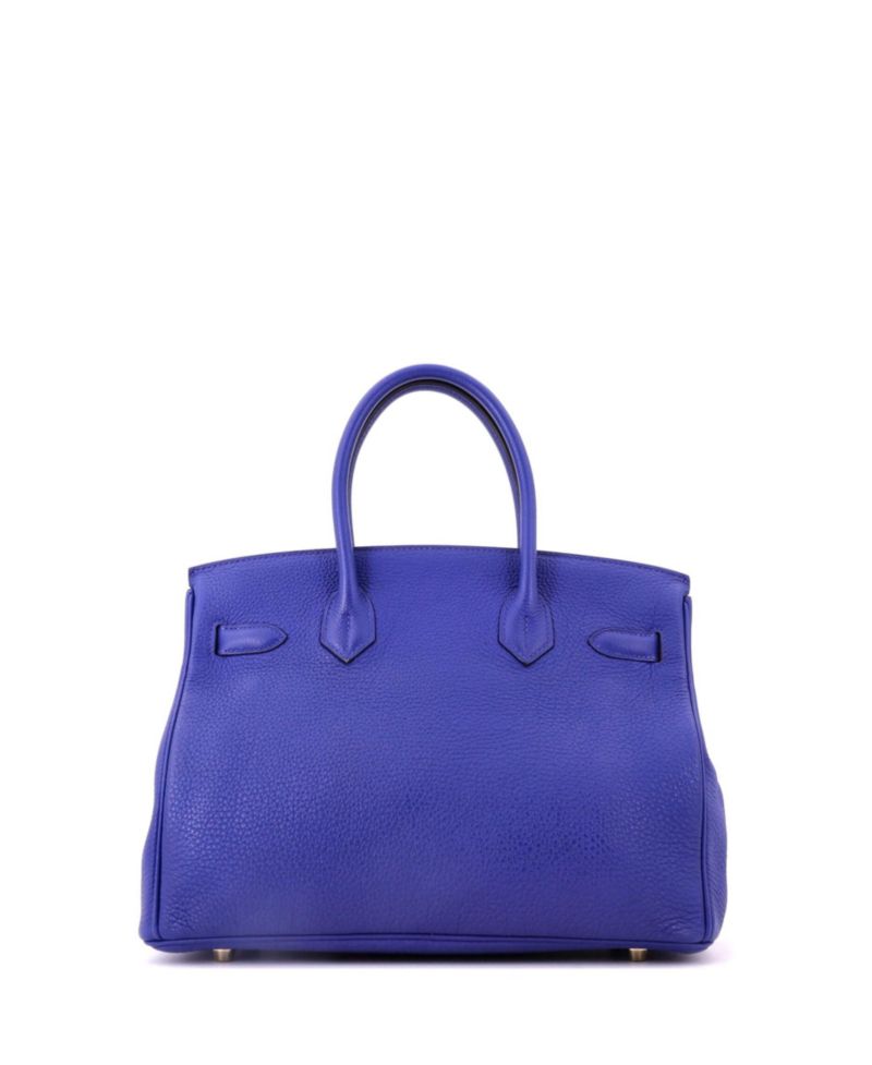 Pre-Owned Hermes Birkin 30 Handbag Blue Togo with Gold Hardware