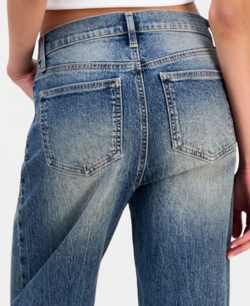 Juniors' Ultra High-Rise Studded Straight-Leg Jeans