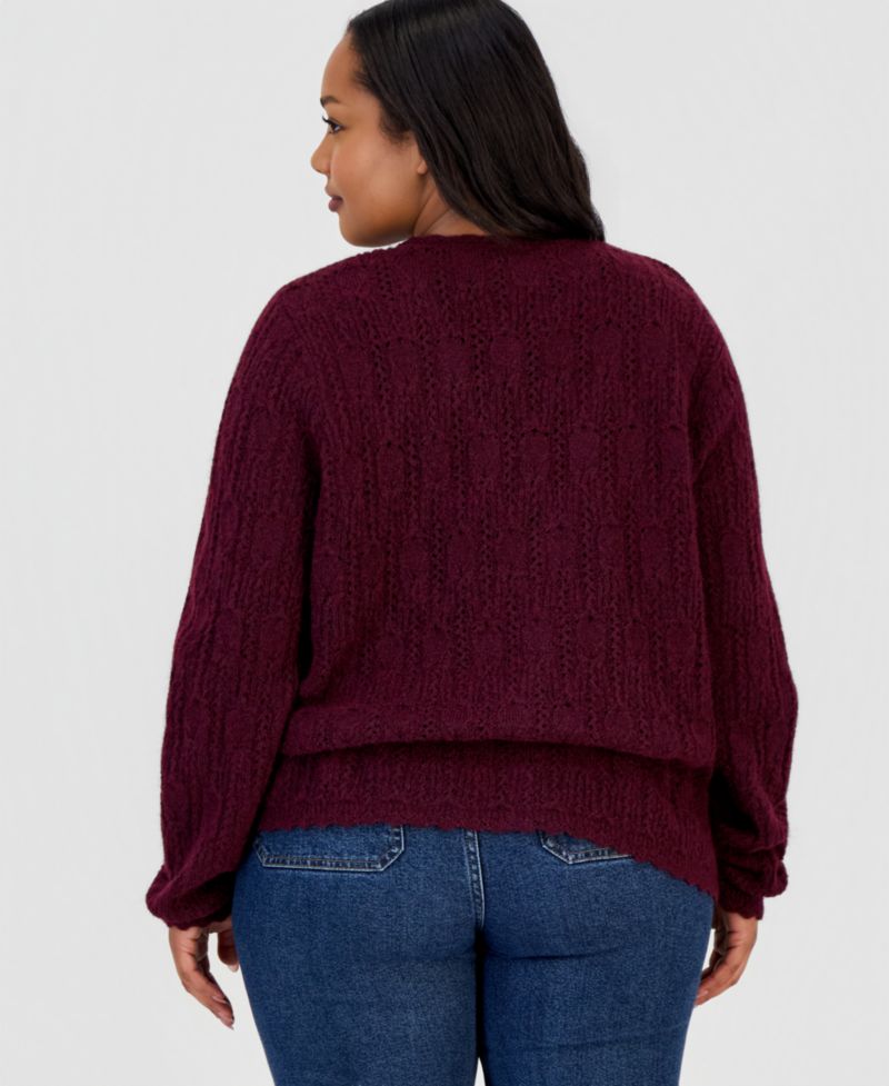 Petite Femme Peplum Tie-Waist Cardigan