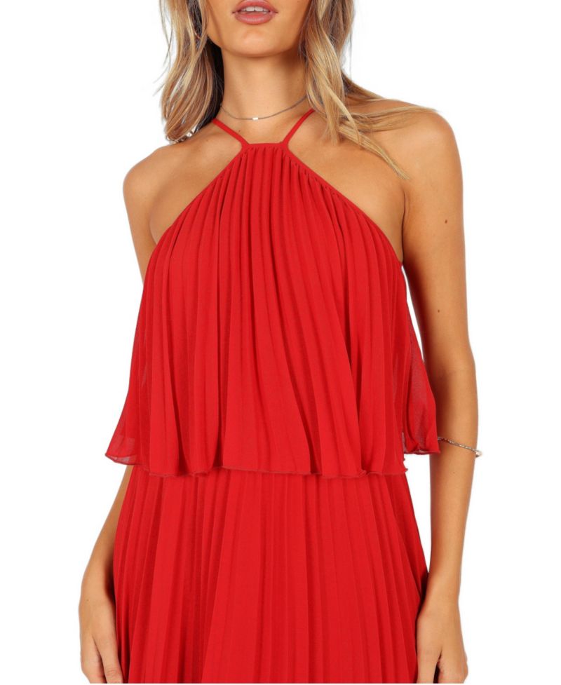 Women's Gia Pleated Halterneck Maxi Dress