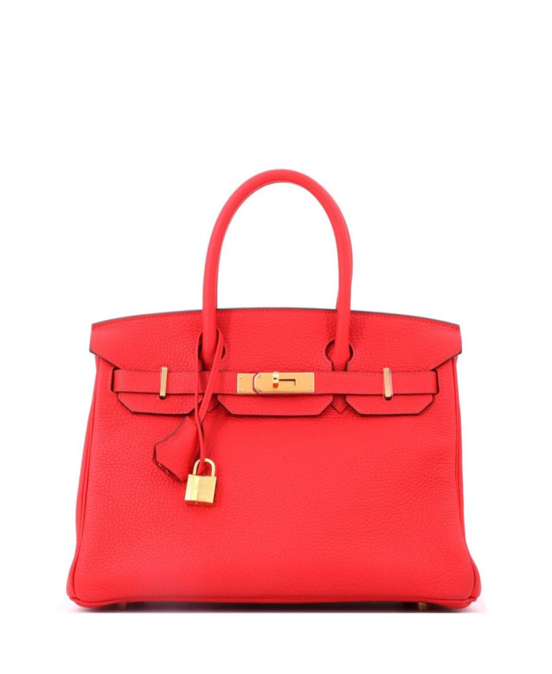 Birkin 30 Handbag Red Clemence with Gold Hardware