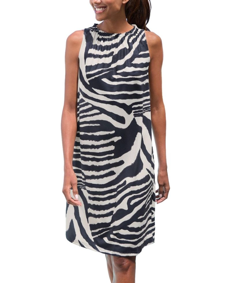 Women's Printed High Neck Swing Everyday Comfort Shift Short Dress
