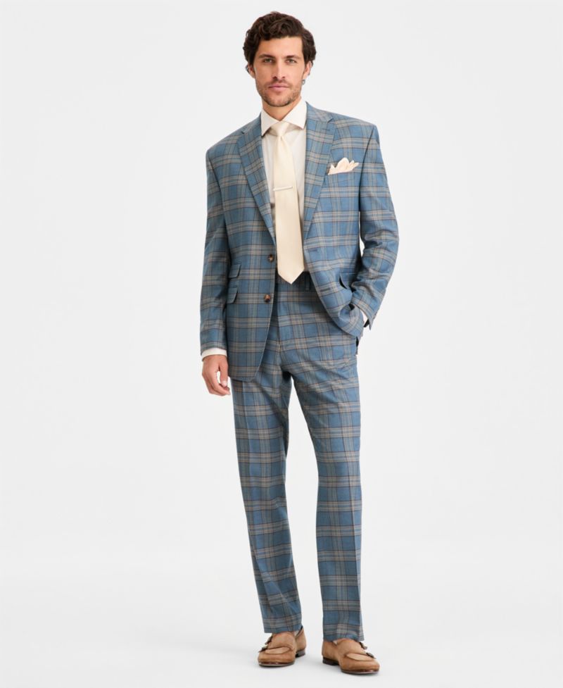 Men's Classic-Fit Plaid Suit Separate Pants